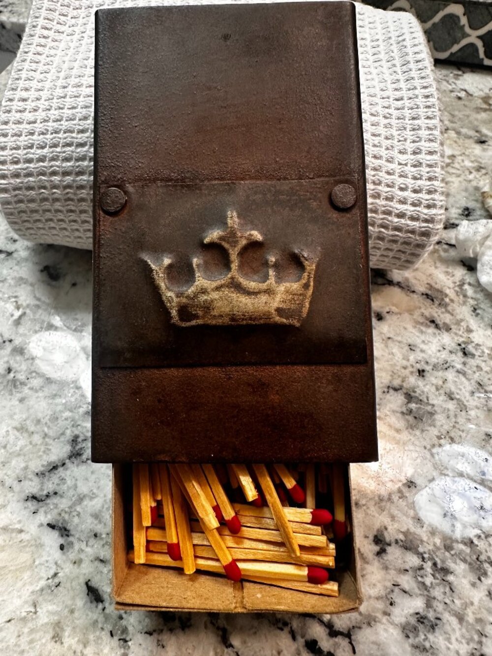 Vintage Jan Barboglio Hand-Forged Iron Long Fireplace Match Box Holder - Retired